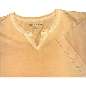 Woolrich Orange Nectar 7129 Split V-Neck 100% Cotton Short Sleeve Shirt Womens M